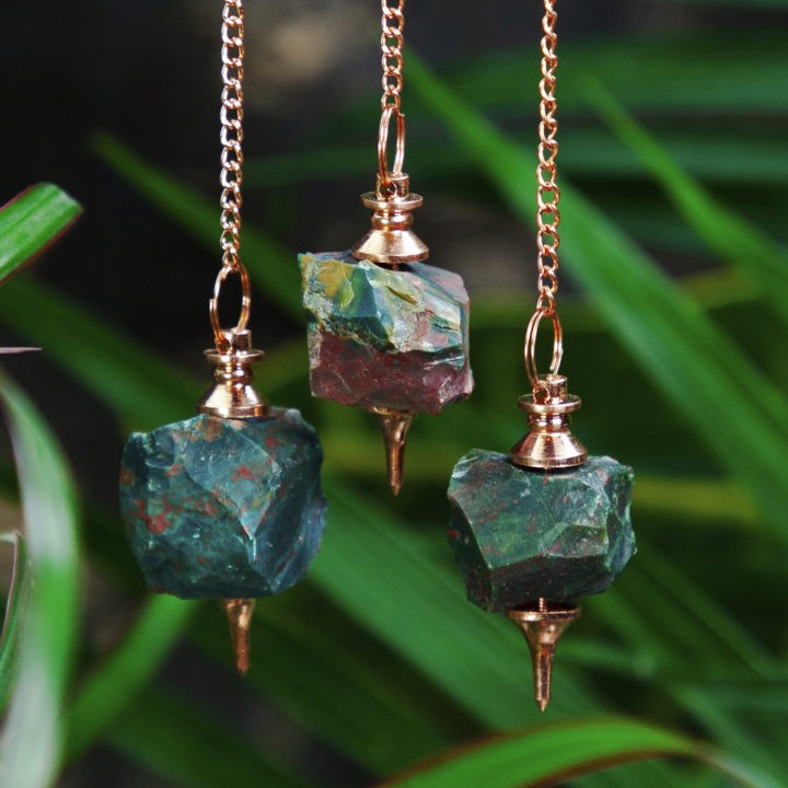 Natural Bloodstone and Copper Pendulum