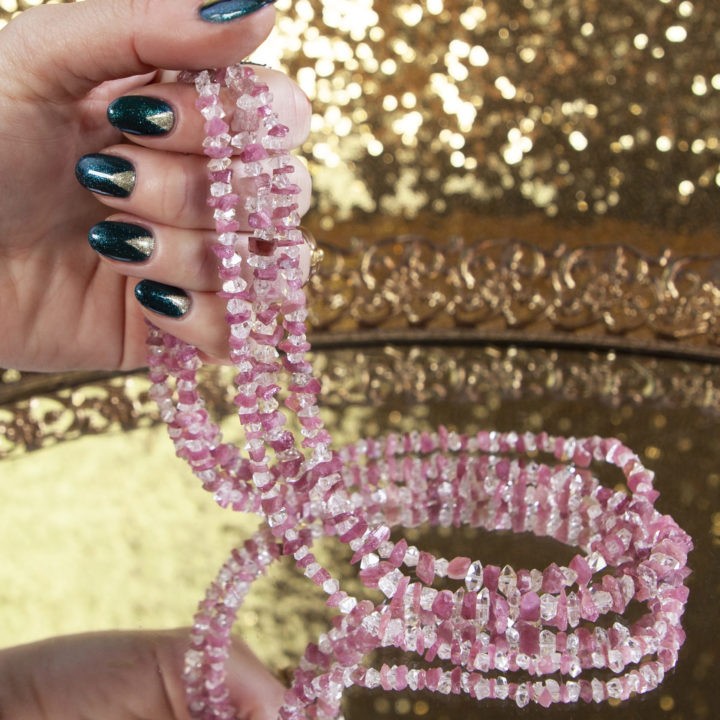 Pink Tourmaline and Petroleum Quartz Necklace