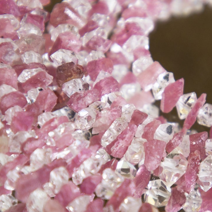 Pink Tourmaline and Petroleum Quartz Necklace