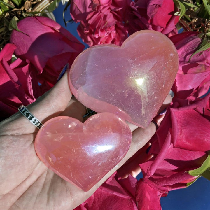 Angel Aura Rose Quartz Heart