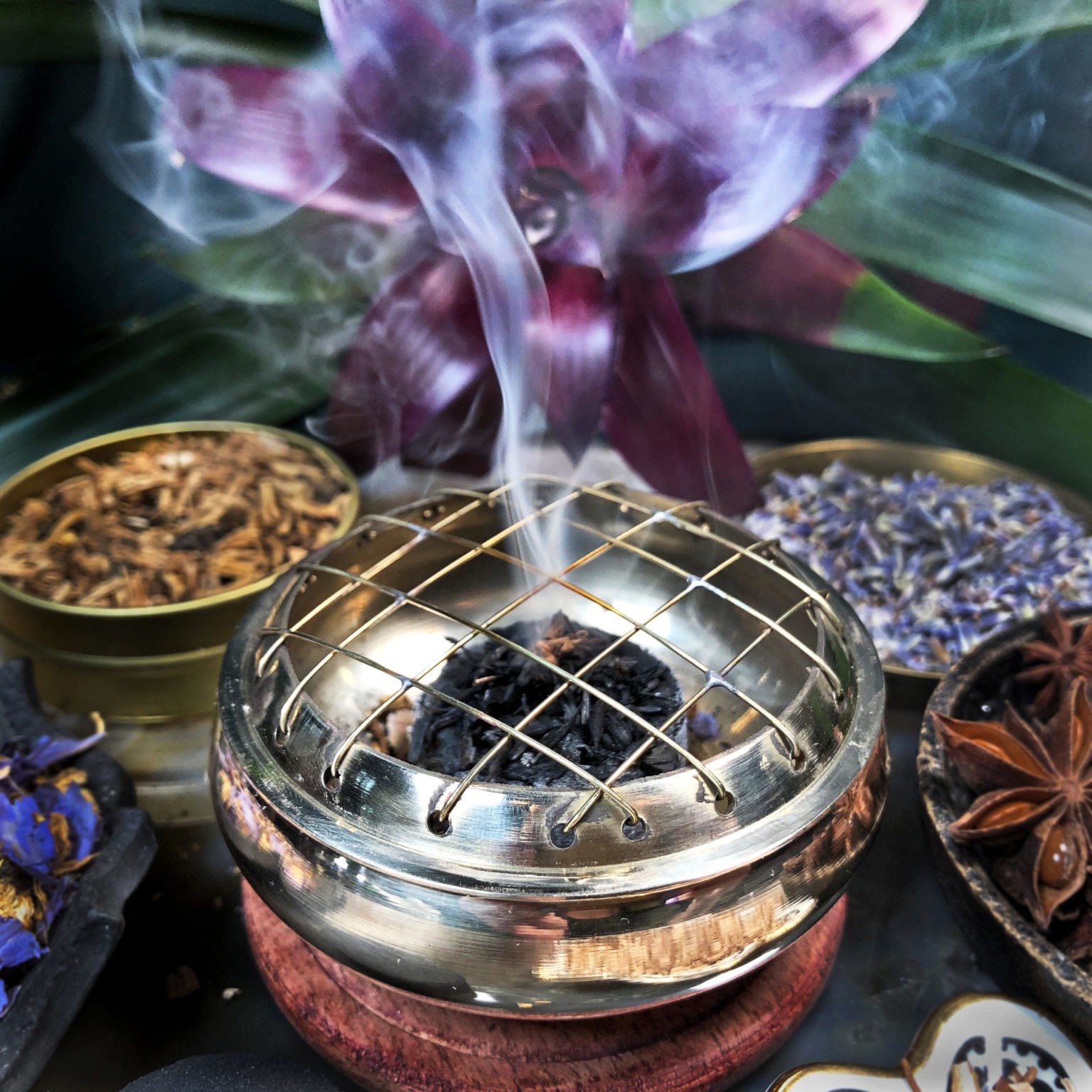 Brass Charcoal Incense Burner for clearing and smudging