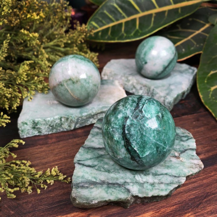 Healing and Abundance Jade Sphere with Stand