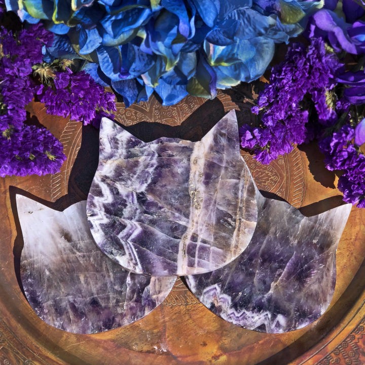 Amethyst Cat Head Charging Plate