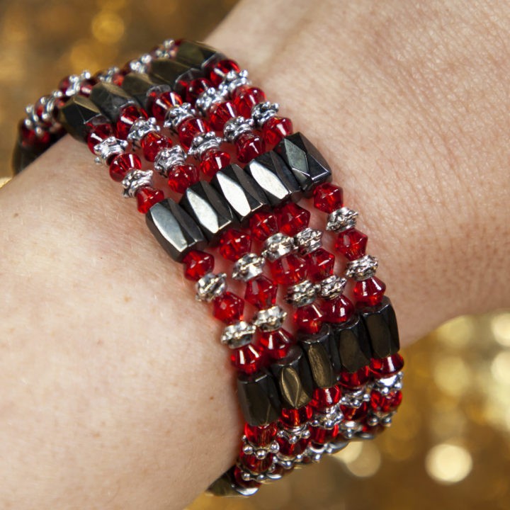 Magnetic Hematite Garnet Wrap Bracelet