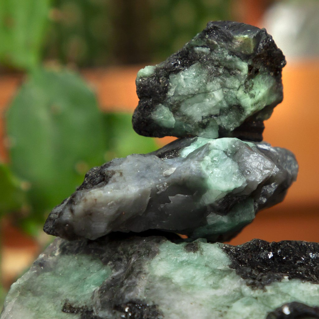 Natural Emerald with Biotite and Schist