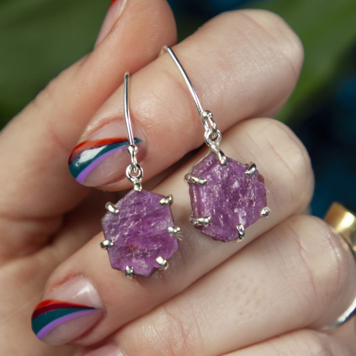 Natural Ruby Sterling Silver Earrings