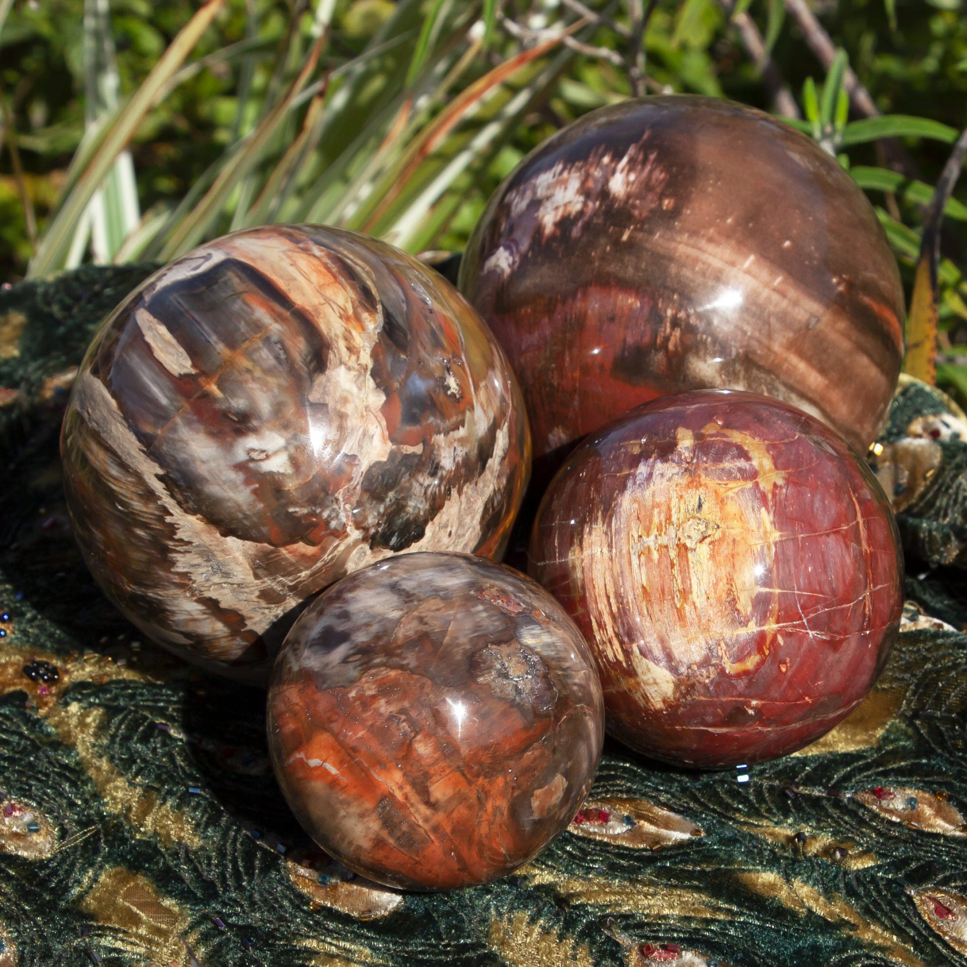 Petrified Wood Ball 07 Brown Orange Wood Fossilized Tree Trunk Crystal Sphere Grounding Stone 3.8 Satin Crystals petrifiedwoodball7a 
