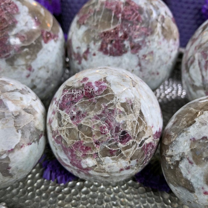 Pink Tourmaline and Smoky Quartz Sphere