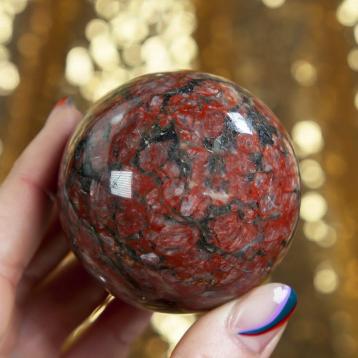 Red and Black Dolomite Sphere