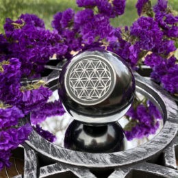 Shungite Flower of Life Engraved Sphere
