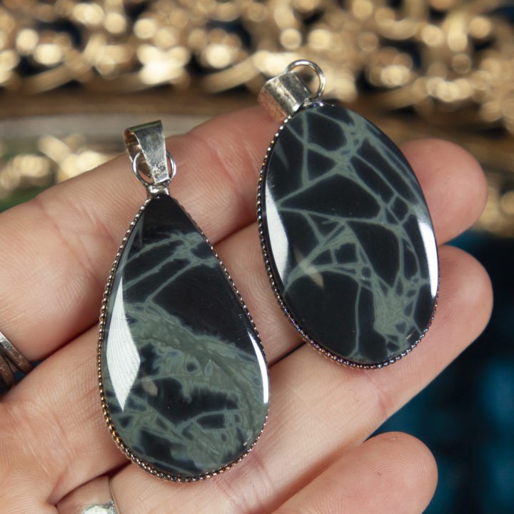 Spiderweb Obsidian Sterling Silver Pendant