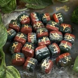 Bloodstone, Prehnite, and Red Jasper Healing Rune Set