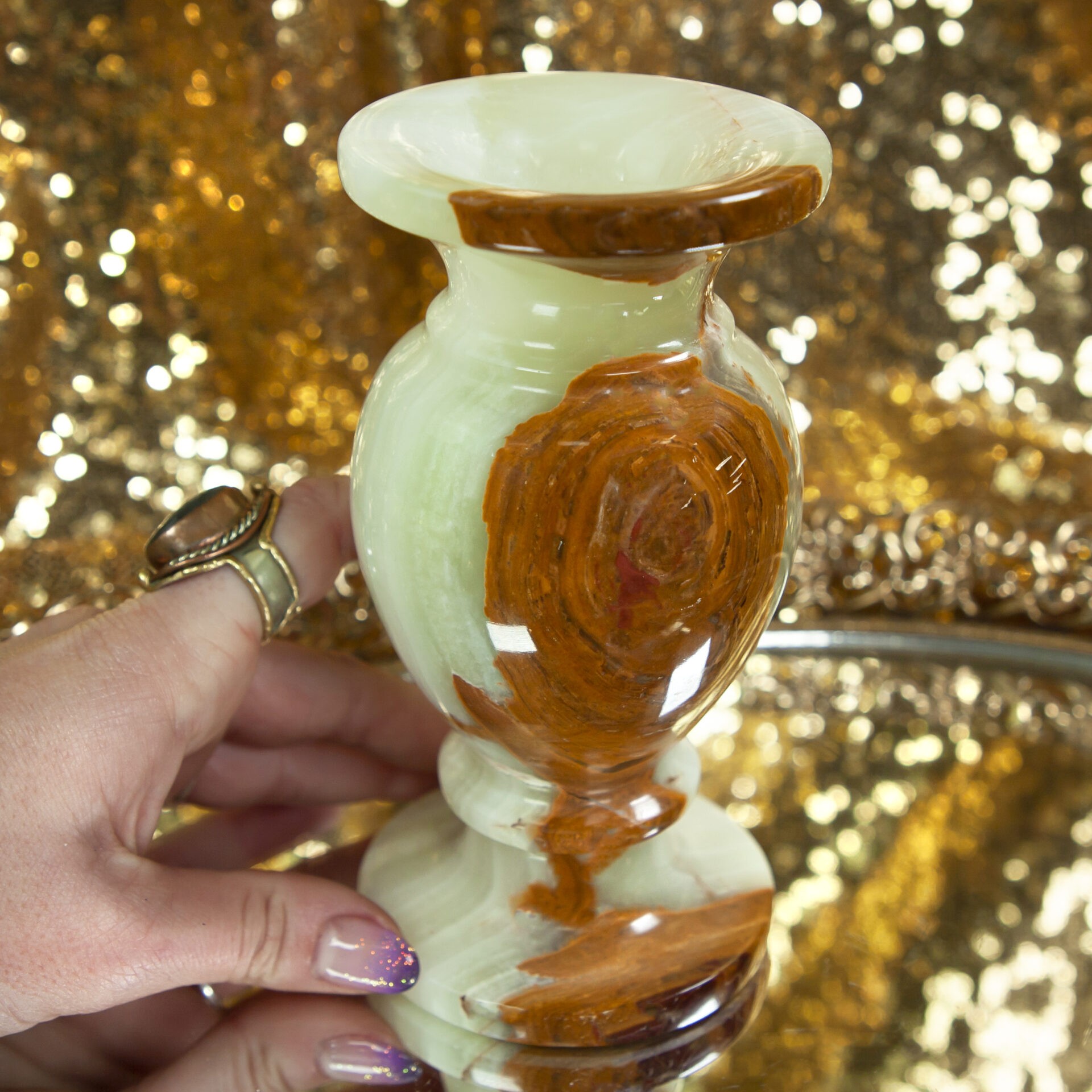 グリーンオニキス 花瓶花器壺 natural jemstone-