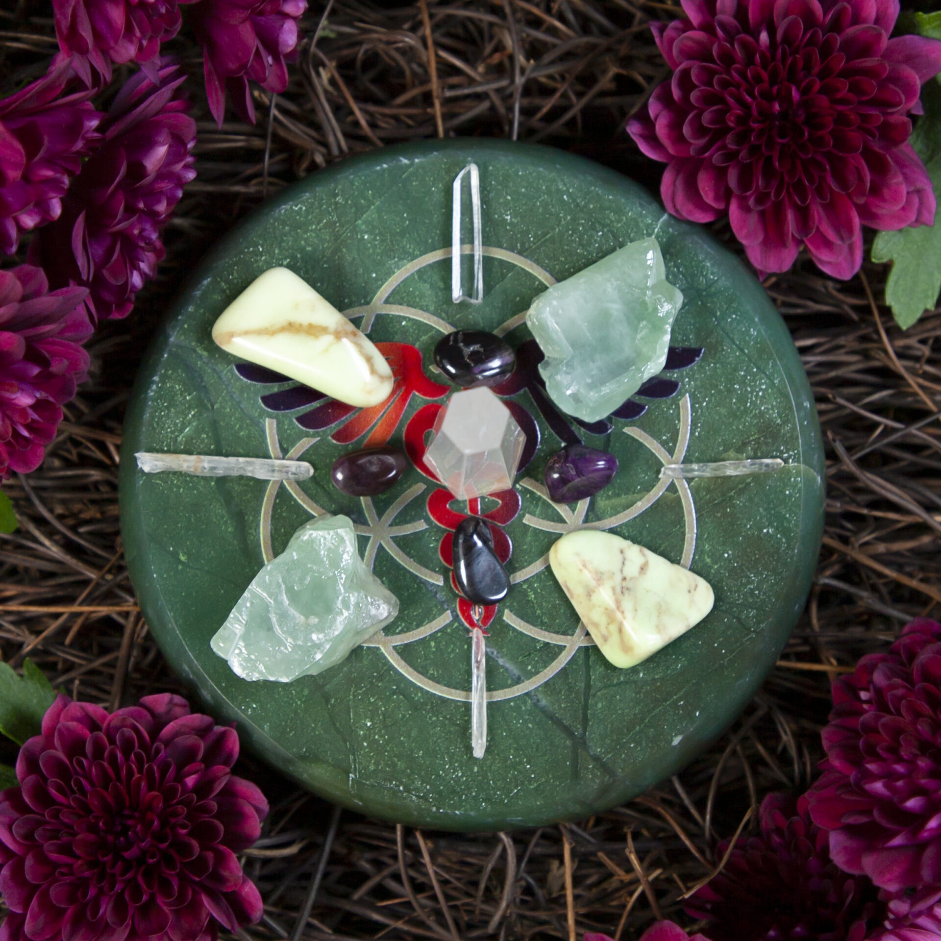 Heal it All Crystal Grid with Healing Gemstone Plate for overall wellness