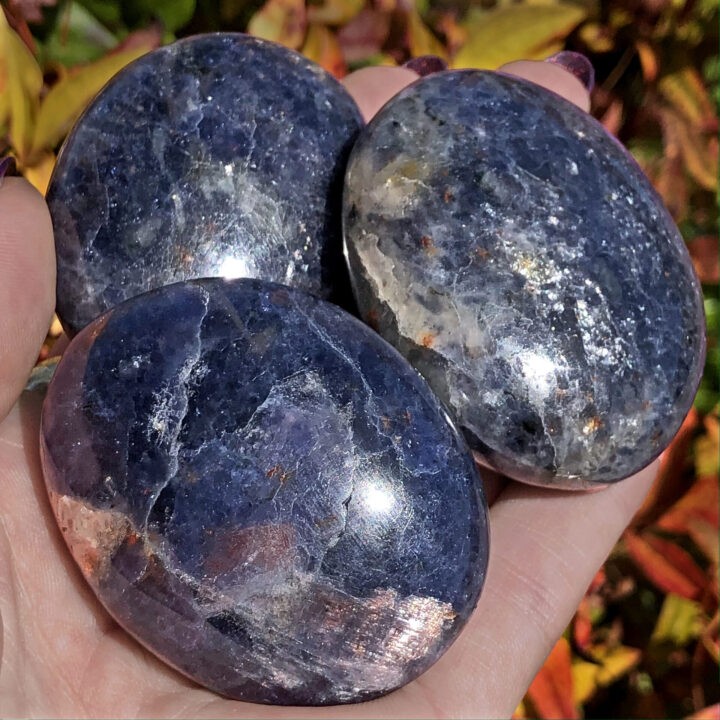 Iolite with Sunstone Lead Your Life Palm Stone