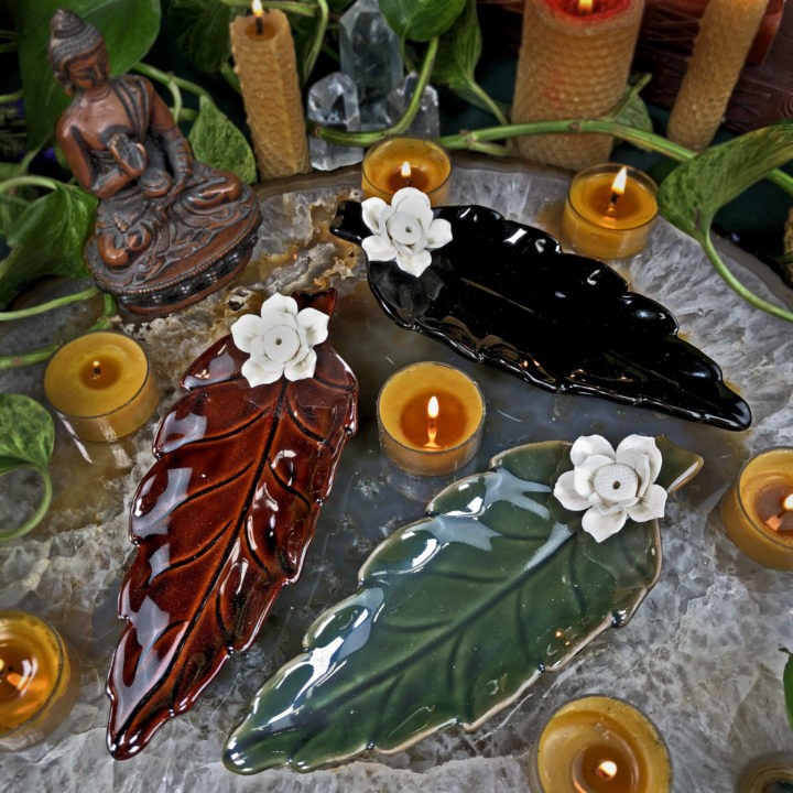 Lotus and Leaf Incense Burner