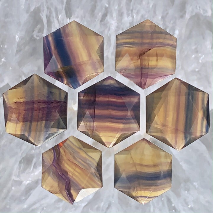 Rainbow Yellow Fluorite Hexagon