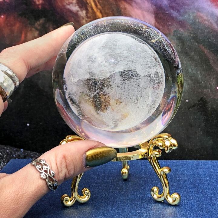 3D Floating Moon Glass Sphere with Stand