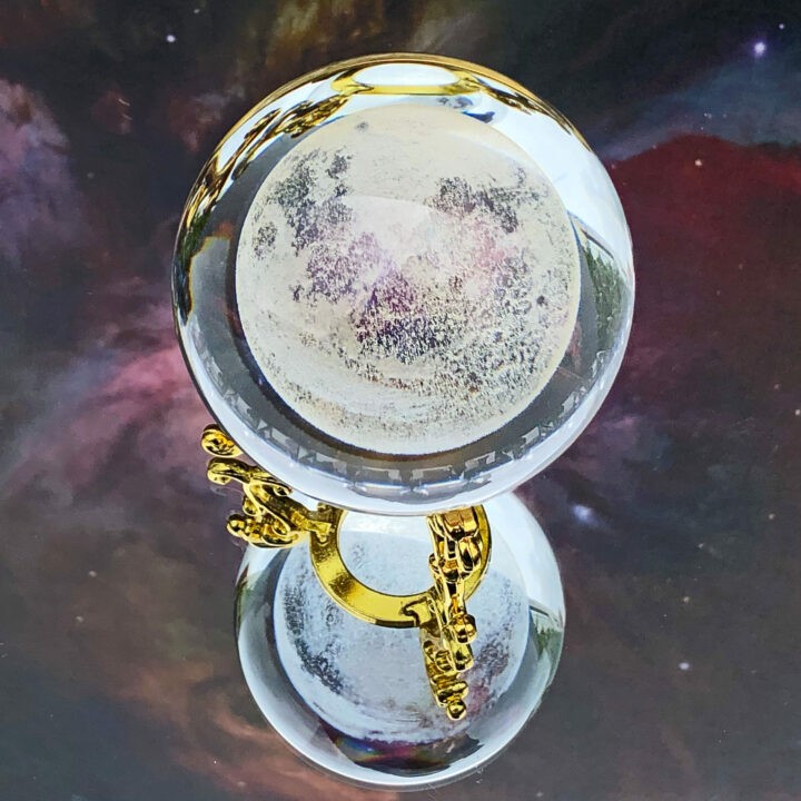 3D Floating Moon Glass Sphere with Stand