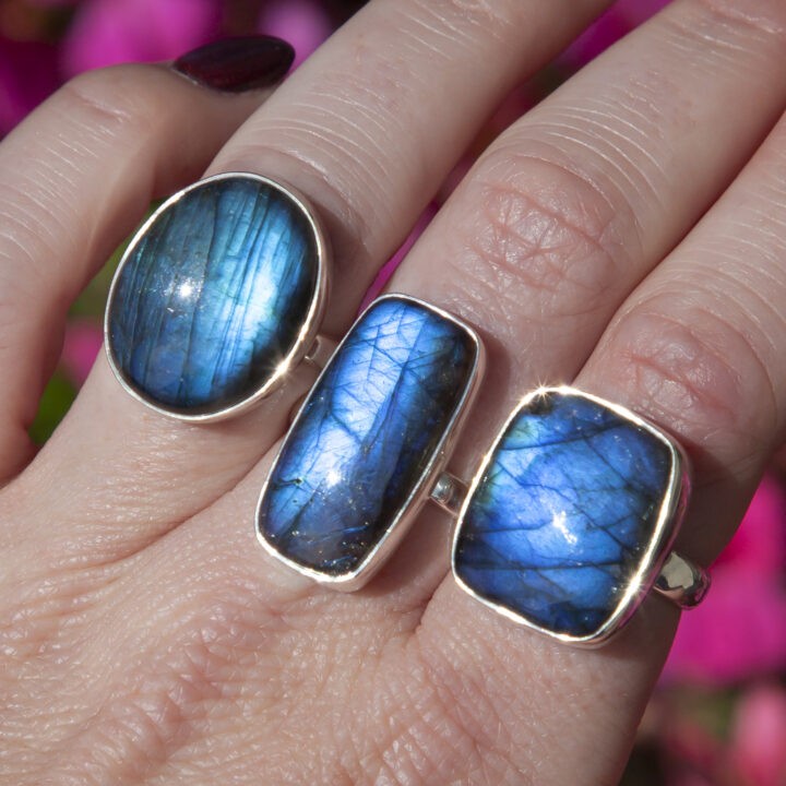 Blue Flash Labradorite New Moon Magic Ring