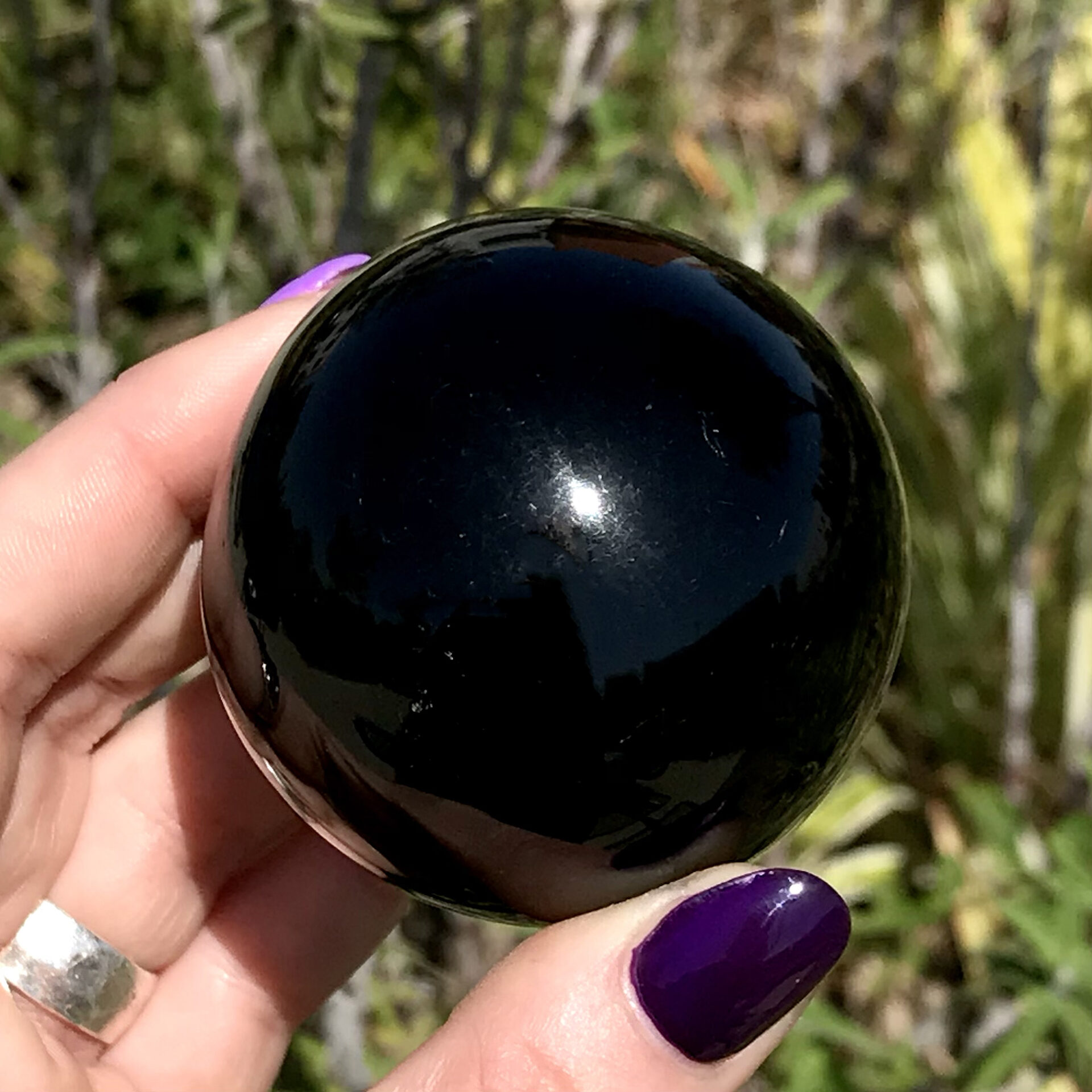 natural black obsidian stone sphere