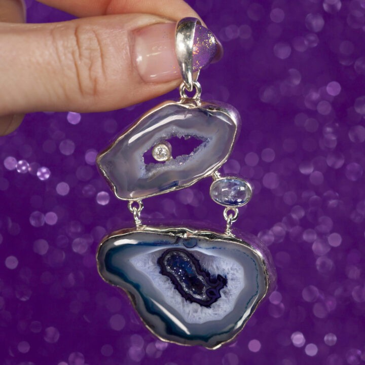 Blue Agate and Blue Kyanite Pendant
