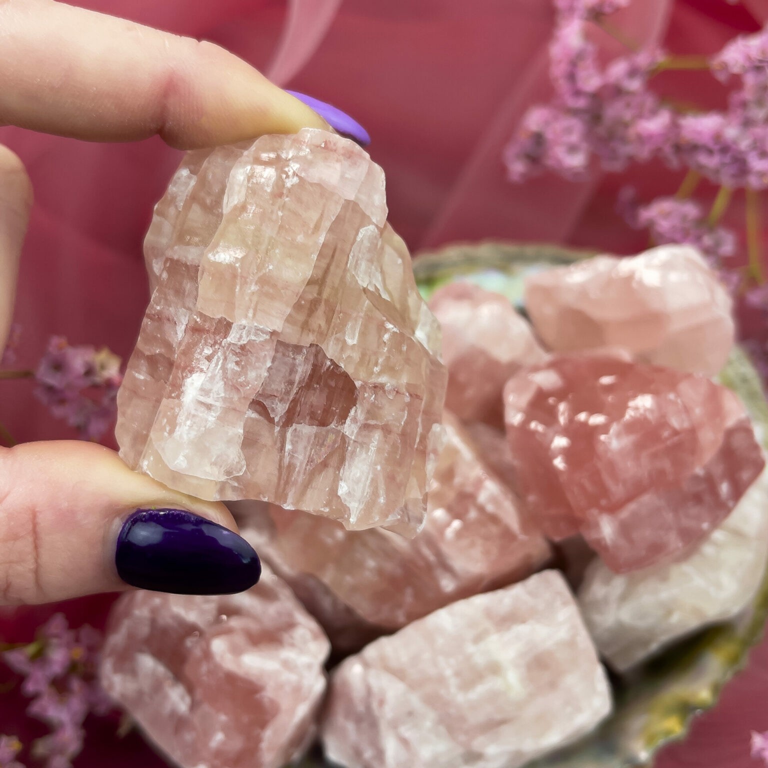Sage Goddess Natural Strawberry Calcite for emotional balance