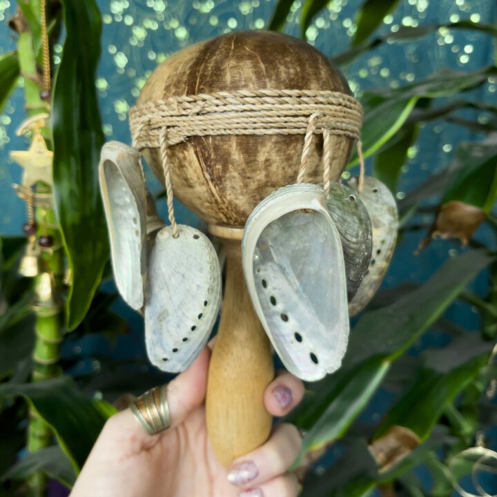 Balinese Coconut and Shell Rattle