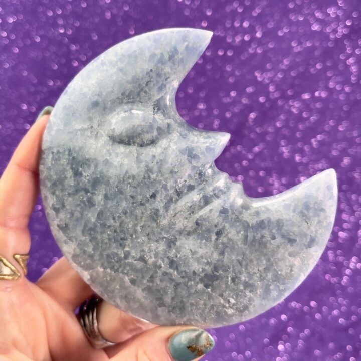Blue Calcite Moon Face