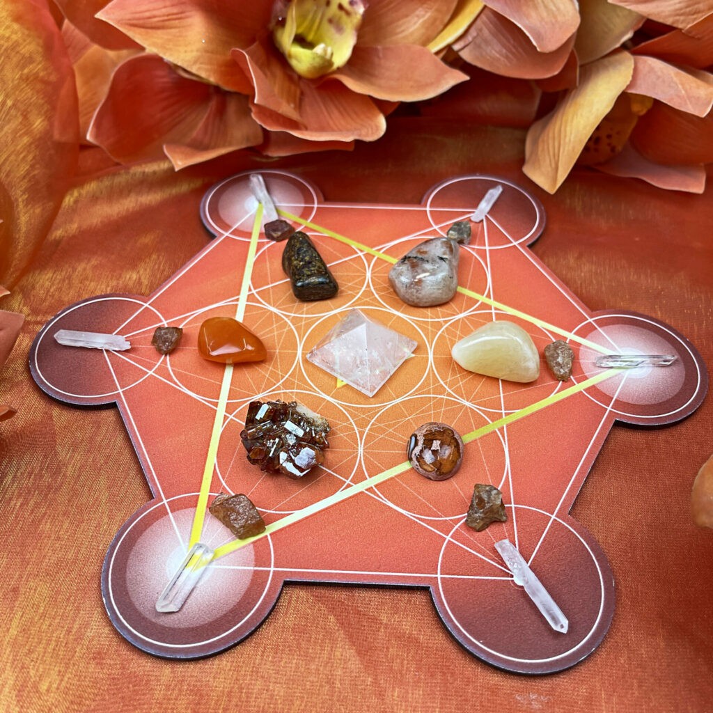 Sage Goddess Turn up the Heat Fire Element Crystal Grid Set