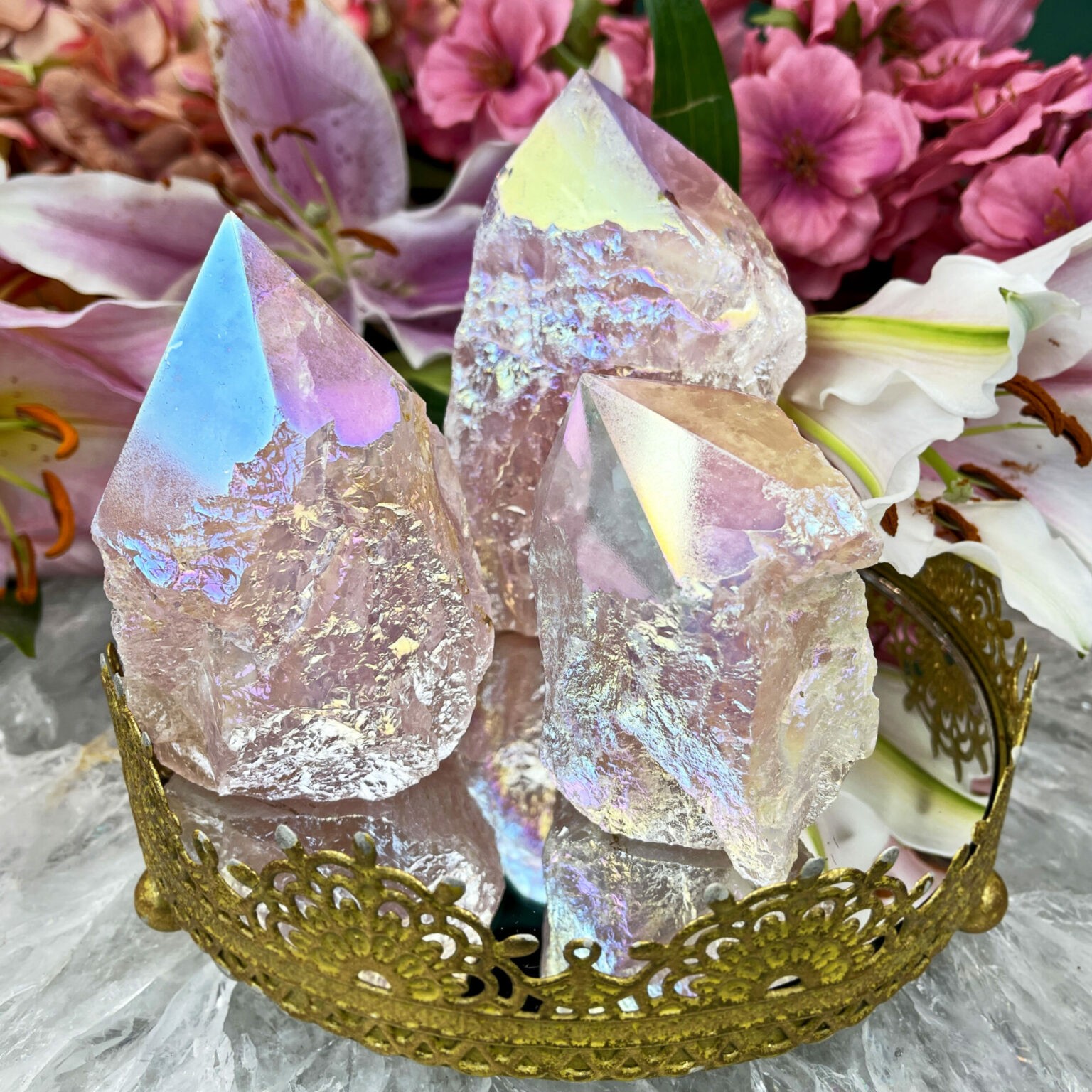 Angel Aura Rose Quartz Natural Sided Generator