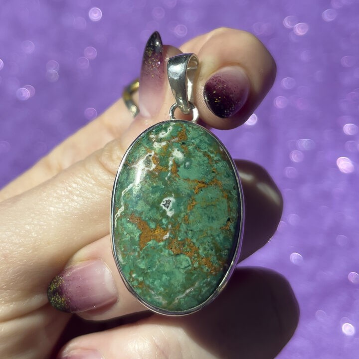 Chrysocolla and Cuprite Sterling Silver Pendant