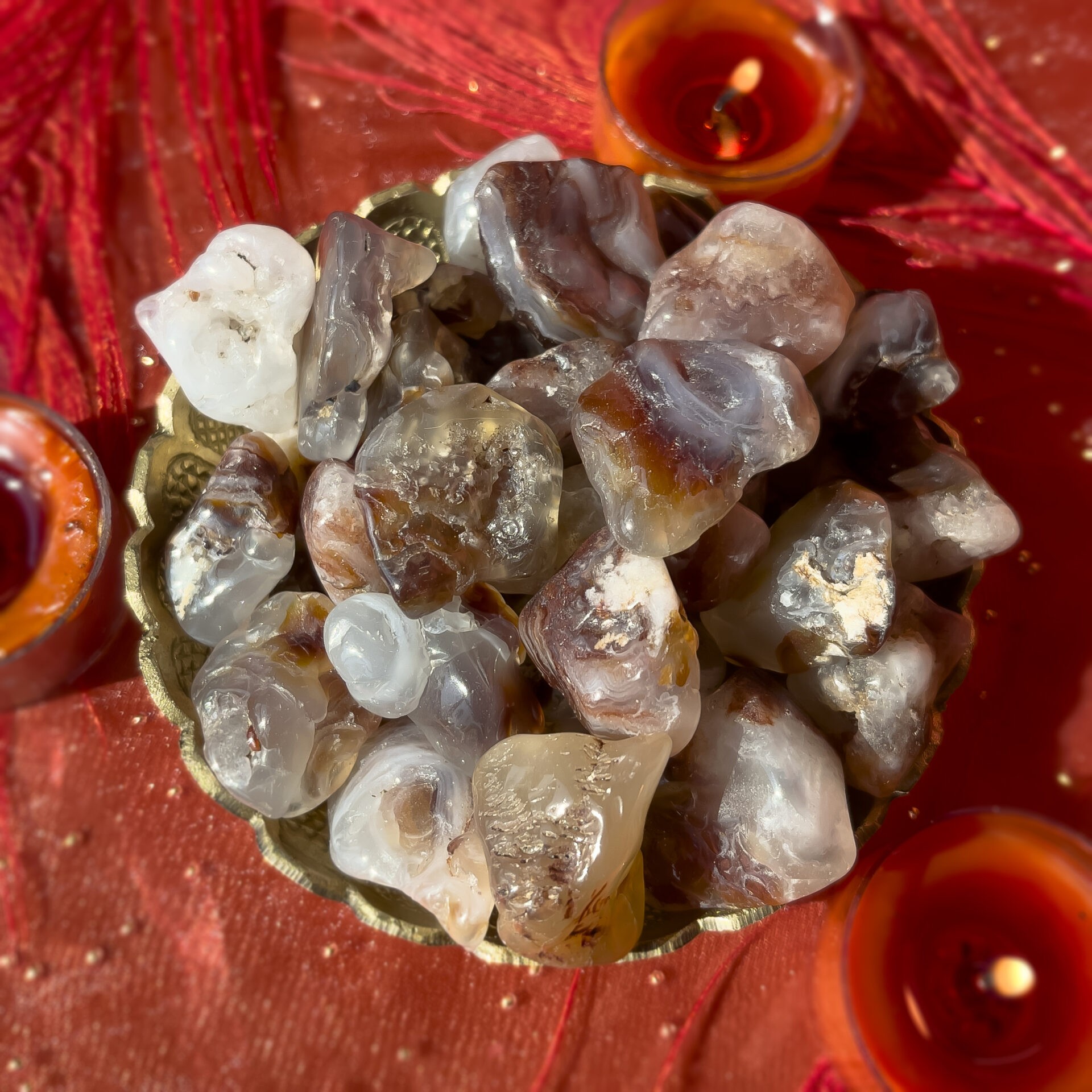 3 Fire Agate Tumbled Natural Stone Orange Crystal Quartz Healing Chakra Africa 