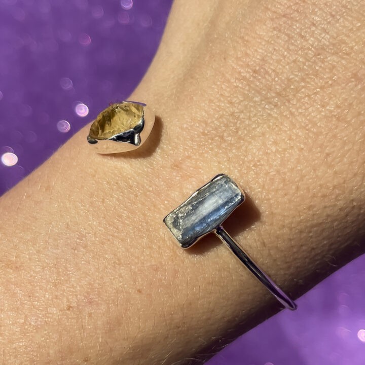 Blue Kyanite and Citrine Adjustable Bracelet