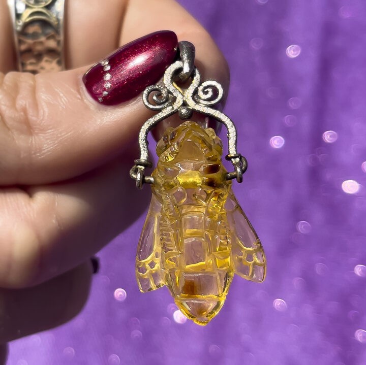 Carved Amber Bee Pendant
