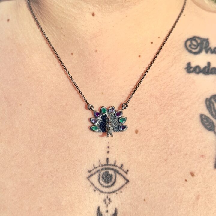 Gemstone Peacock Pendant