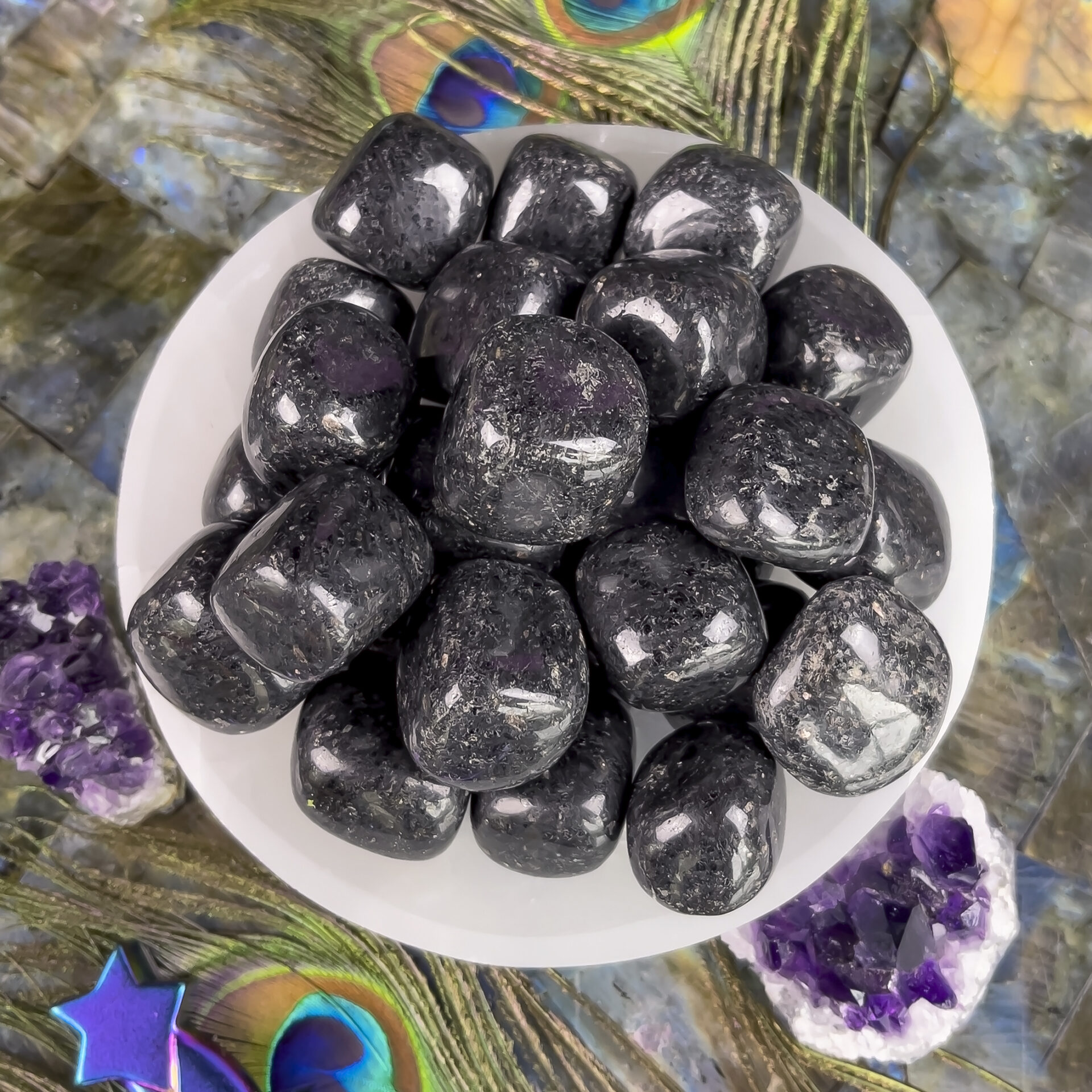 1pc Nuummite AA-Grade Medium/Large Tumbled & Hand Polished Very Protective Natural Healing Crystal Gemstone Specimen from Greenland