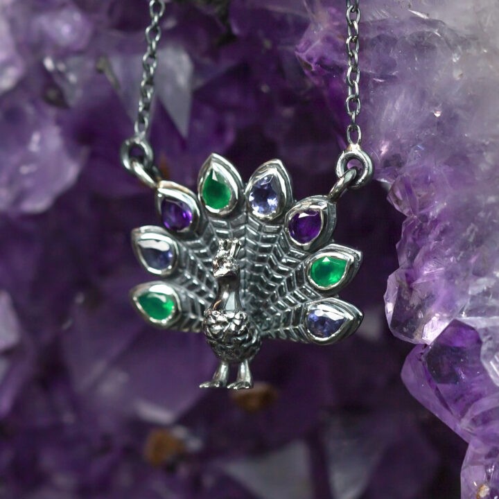 Gemstone Peacock Pendant