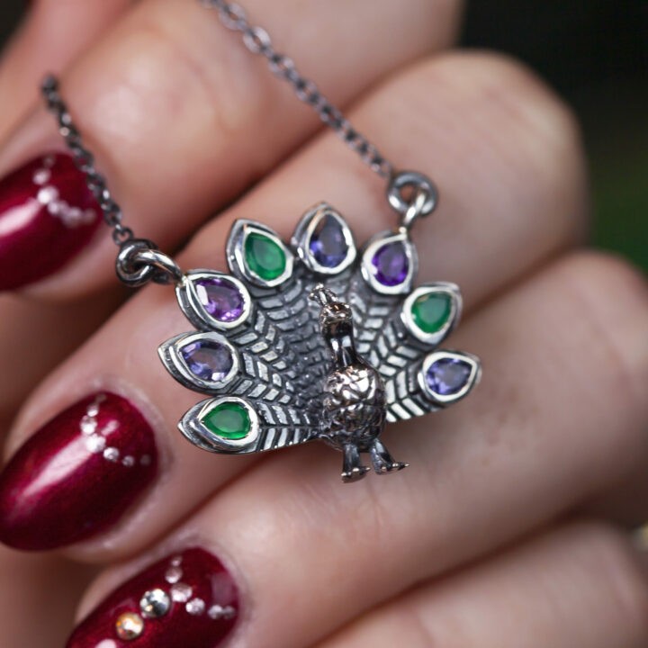 Gemstone Peacock Pendant