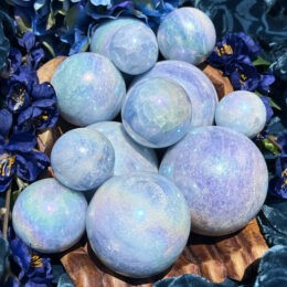 Peaceful Ease Blue Aura Calcite Sphere