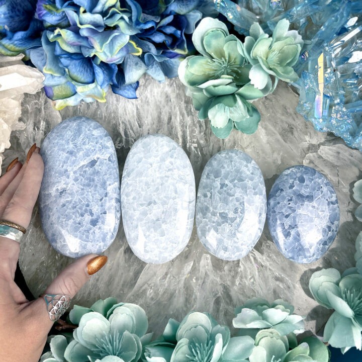 Blue Calcite Peace and Harmony Palm Stone