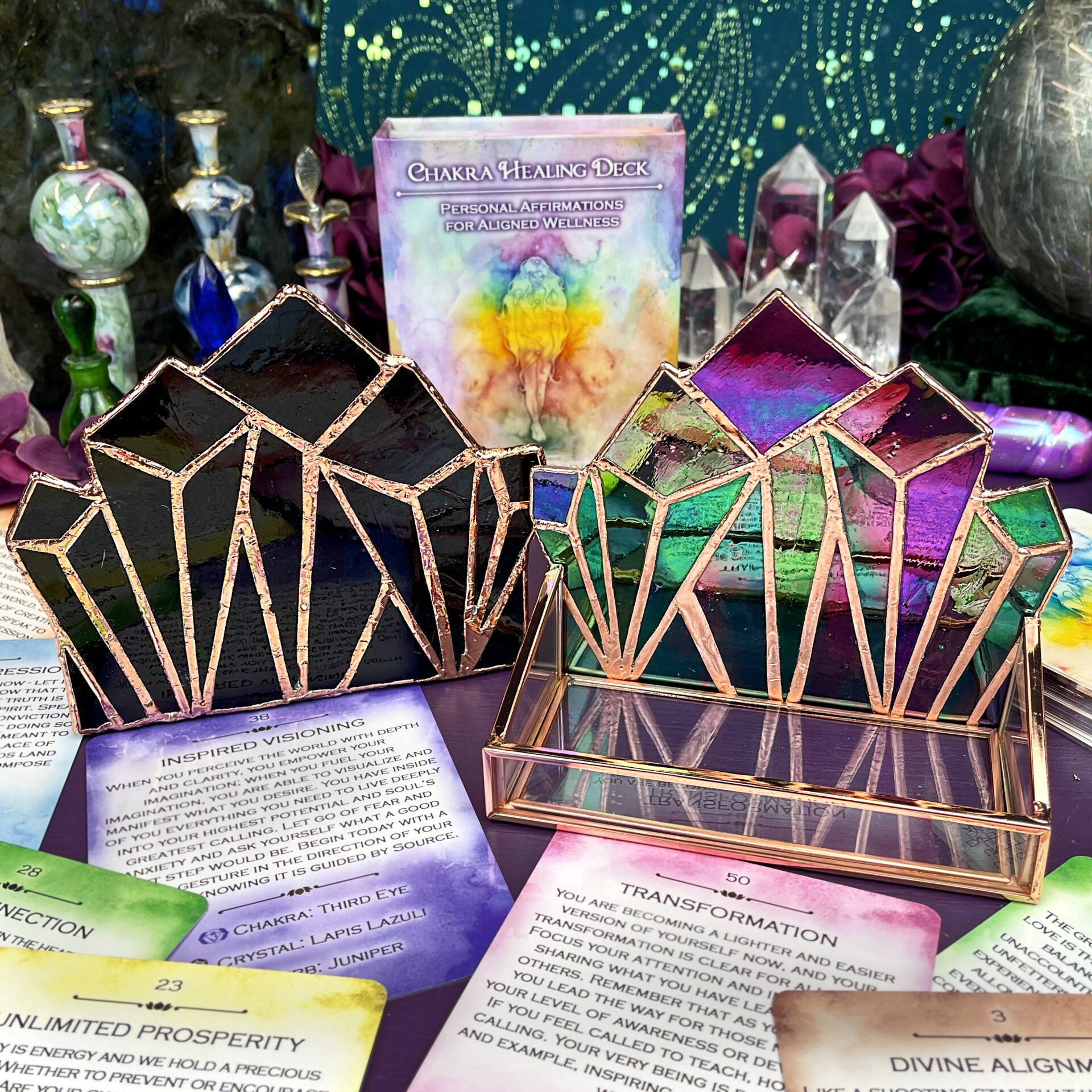 Sage Goddess Handmade Glass Oracle Card Holder for divination