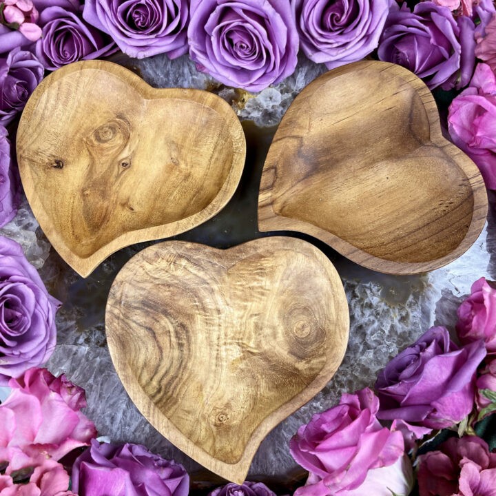 Handmade Heart Teak Wood Altar Bowl