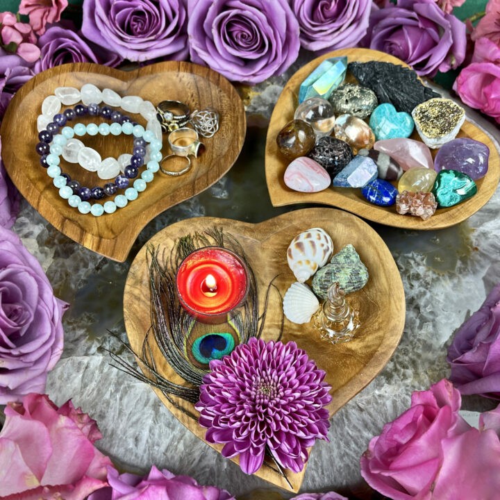 Handmade Heart Teak Wood Altar Bowl