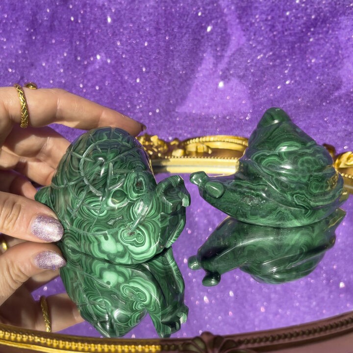 Malachite Snail Carving