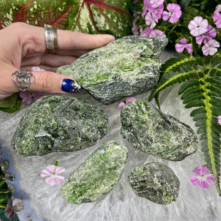 Natural Brazilian Green Diopside & Quartz