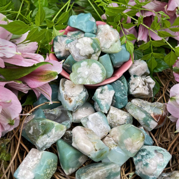 Small Tumbled Green Flower Agate