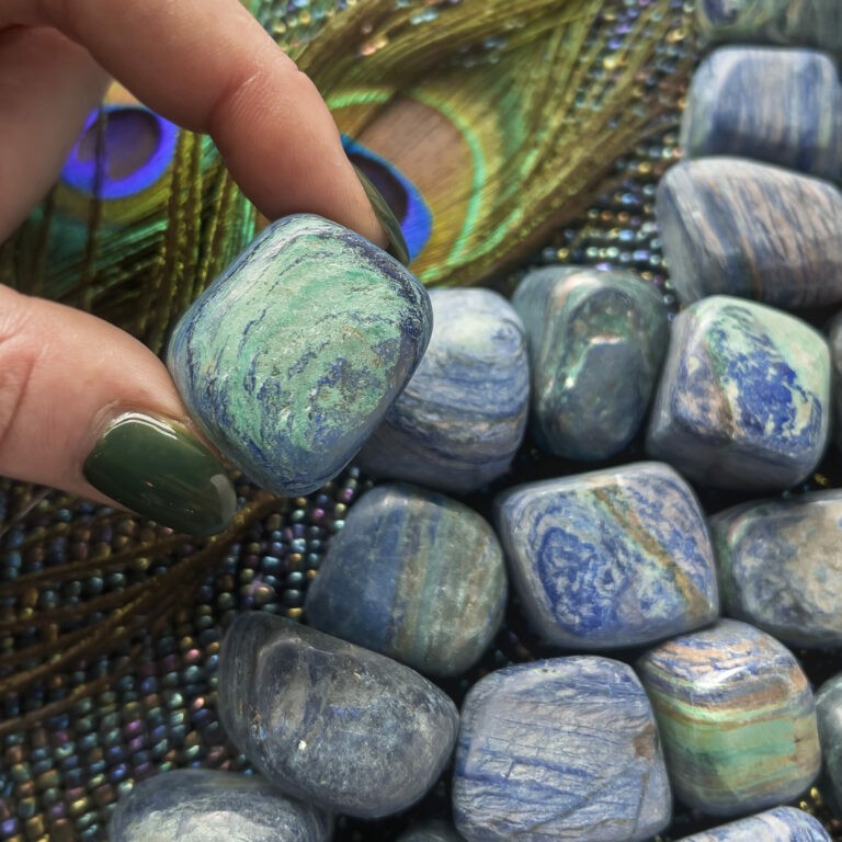 Home Shop Gems And Minerals Tumbled Azurite