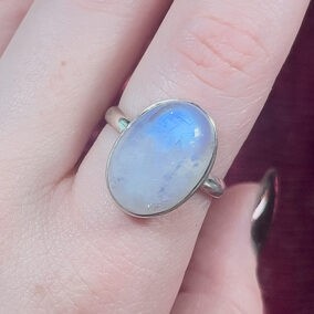 Moonstone Oval Adjustable Sterling Silver Ring