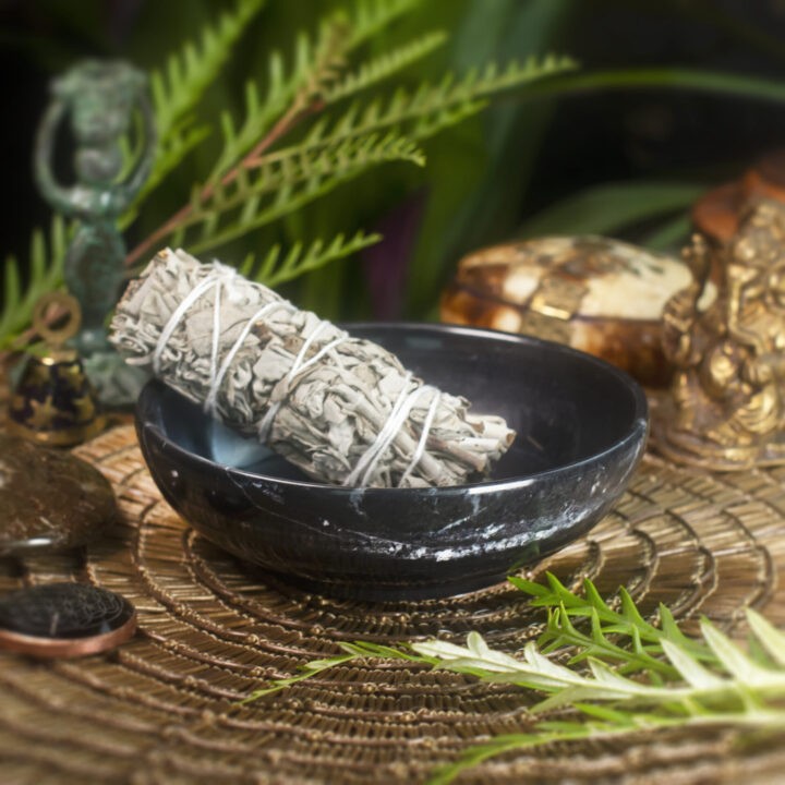 Black Jade Bowl & White Sage Smudge Bundle